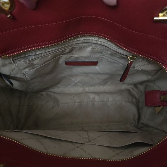 Michael Kors Purse jet set travel large chain tote shoulder bag red MK - Picture 13 of 13